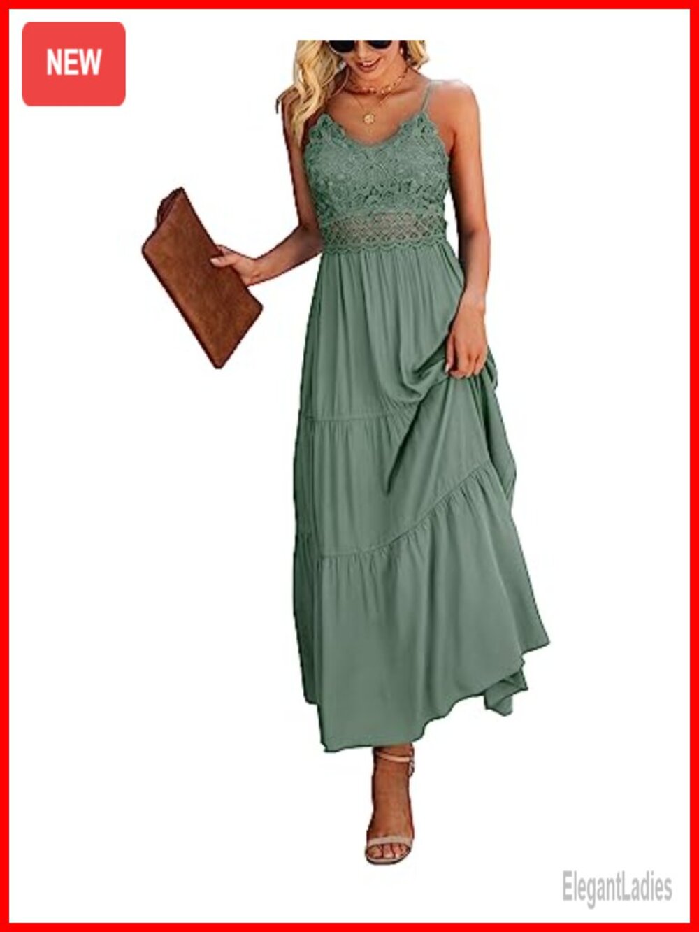Women's Crochet Lace Maxi Dress Spaghetti Strap Beach Wedding Guest